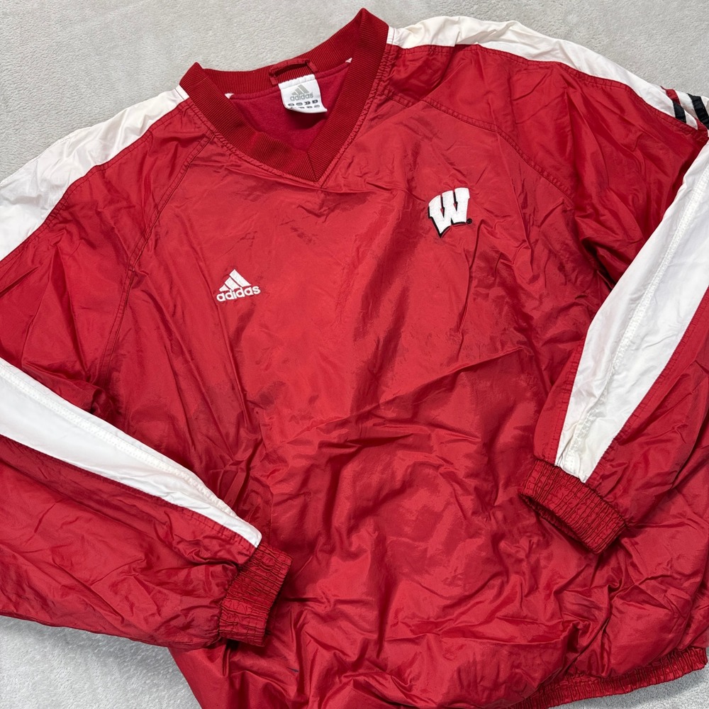 Vintage Wisconsin Badgers Windbreaker Men Large Red Pullover Sports College NCAA